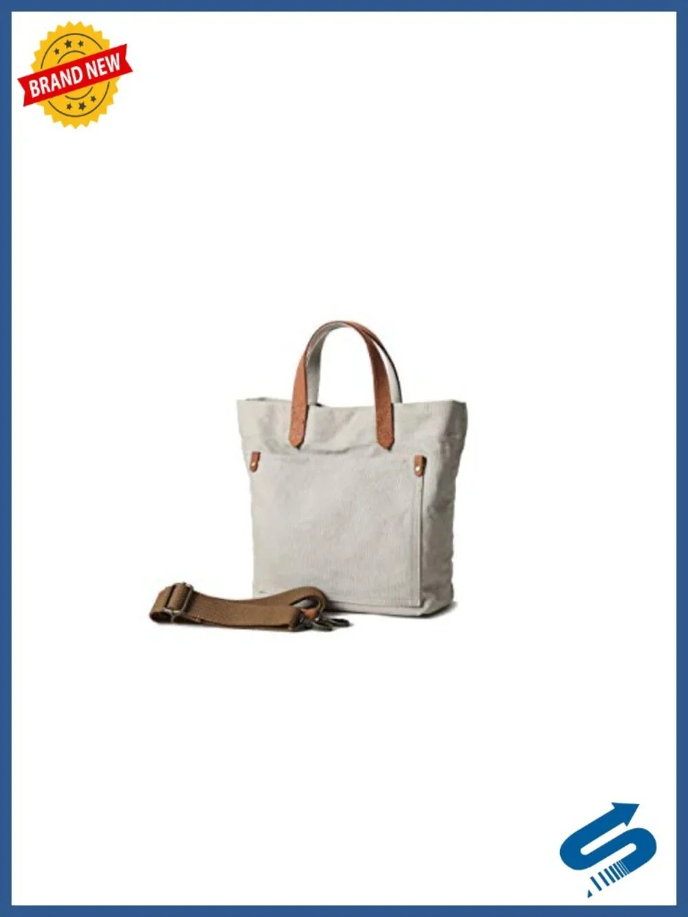 Canvas Crossbody Tote Bag for Women with Genuine Leather Handles, Convertible
